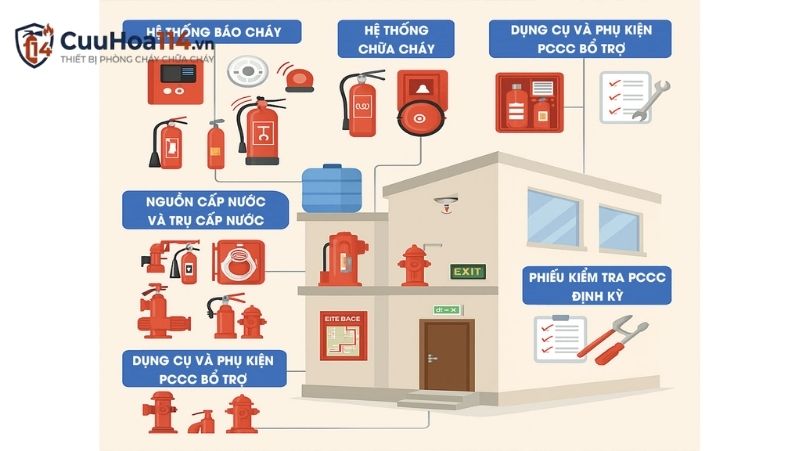 Bộ phòng cháy chữa cháy đầy đủ cần những thiết bị gì — phân tích chi tiết theo từng không gian